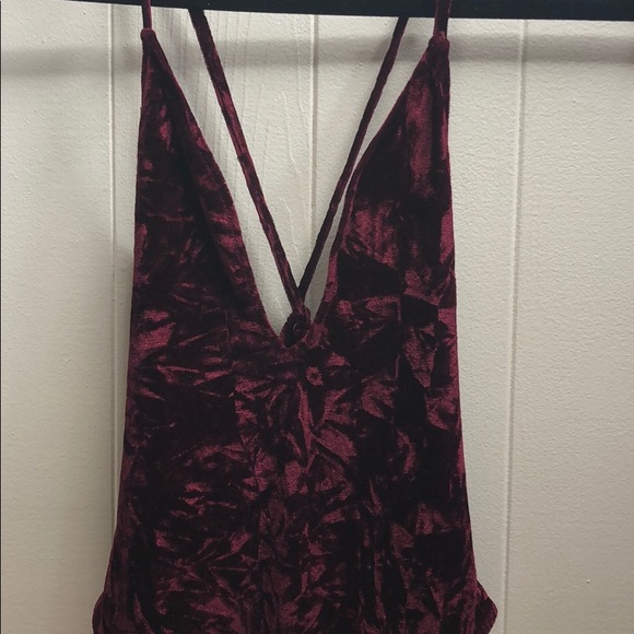 Forever21 Bodysuit M/L maroon Velvet finish. - Picture 2 of 3